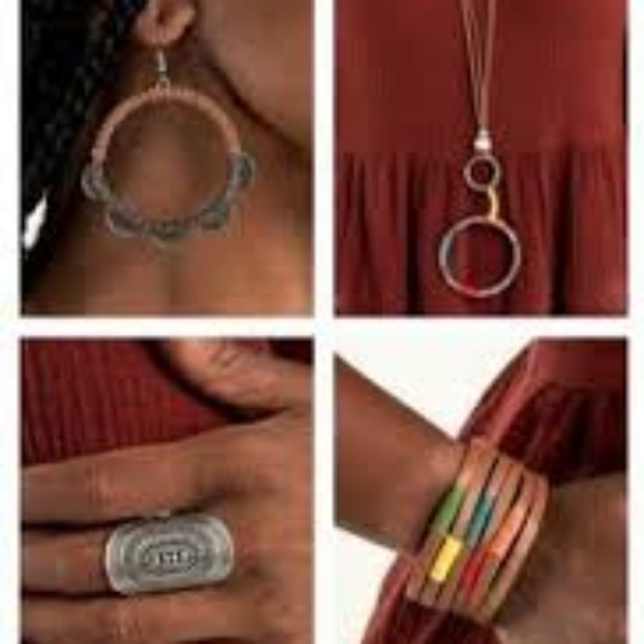 4 Piece Set: Earrings, Cuff, Necklace, Ring - Picture 2 of 4